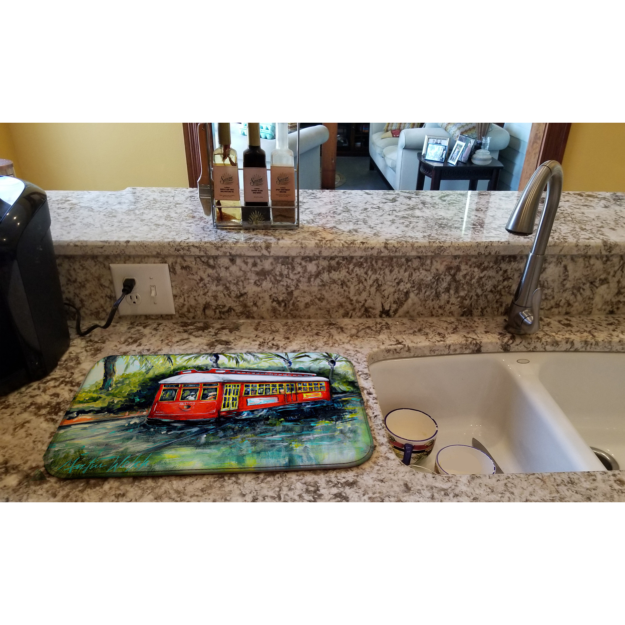 Little Red Street Car Dish Drying Mat