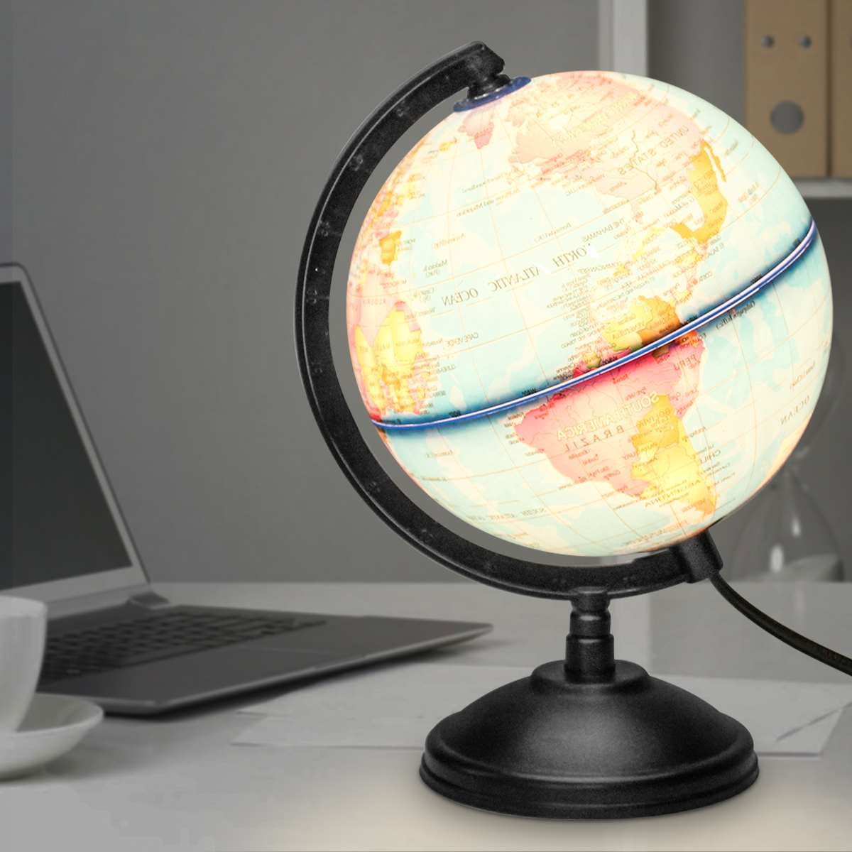 6 7 Cartography Illuminated World, Illuminated Globe Table Lamp Shade