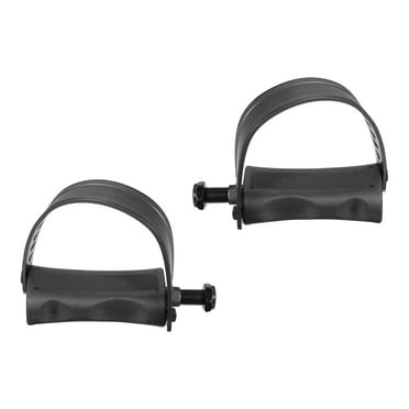 Unique Bargains 1 Pair Exercise Bike Pedals with Straps 1/2 Inch Spindle Cycling Riding, MTB, BMX 12.7mm Spindle Black