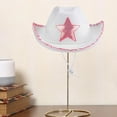 thumbnail image 3 of Segolike West Cowboy Hat with Tiara Sequin Star Sun Hats White Felt Wide Brim Novelty Hat , Women Ladies, Dress up ,Fancy Dress, 3 of 7