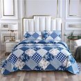thumbnail image 1 of Bohemian Geometric Small Flora Quilt Set Twin(68x90 Inch), 2 Pieces(1 Geometric Boho Quilt and 1 Pillowcases), Bohemian Reversible Bedspread Microfiber Coverlet Sets All-Season, 1 of 5