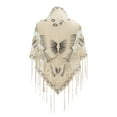 thumbnail image 6 of XISAOK Lace Triangle Scarf Butterfly Embroidered Shawl Wrap Sheer Shawl With Fringe, 6 of 21