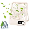 thumbnail image 1 of Ventilador de escritorio USB, 5 velocidades y 180°, mini ventilador de mesa portátil con batería recargable USB de 2000 mAh, pantalla LED, para oficina, biblioteca, dormitorio, viajes., 1 of 4