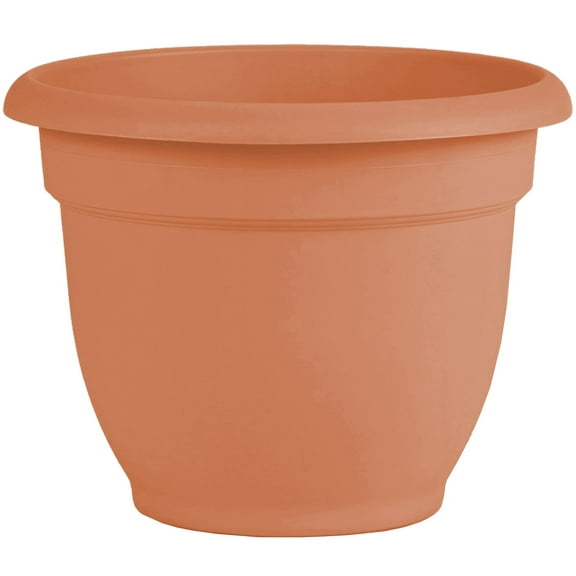 Bloem Ariana 10" Muted Terra Cotta Round Self-Watering Resin Planter Pot - Rolled Rim Indoor and Outdoor Gardening Planter