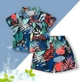 thumbnail image 2 of Edvintorg Children Costume Boy Summer Hawaiian Short Sleeve Button Down Shirt and Pocket Short Sets Cotton Kids Boys Outfits 1-8 Years, 2 of 3