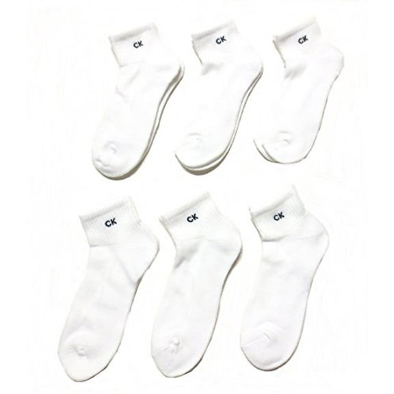 Calvin Klein Men's Athletic Ankle Socks, Shoe Size 7-12 (6-pack) white