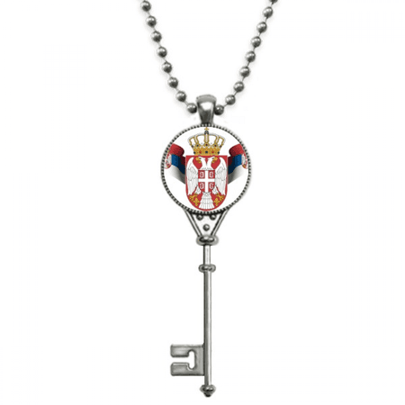 serbia national emblem country pendant vintage necklsilver key jewelry