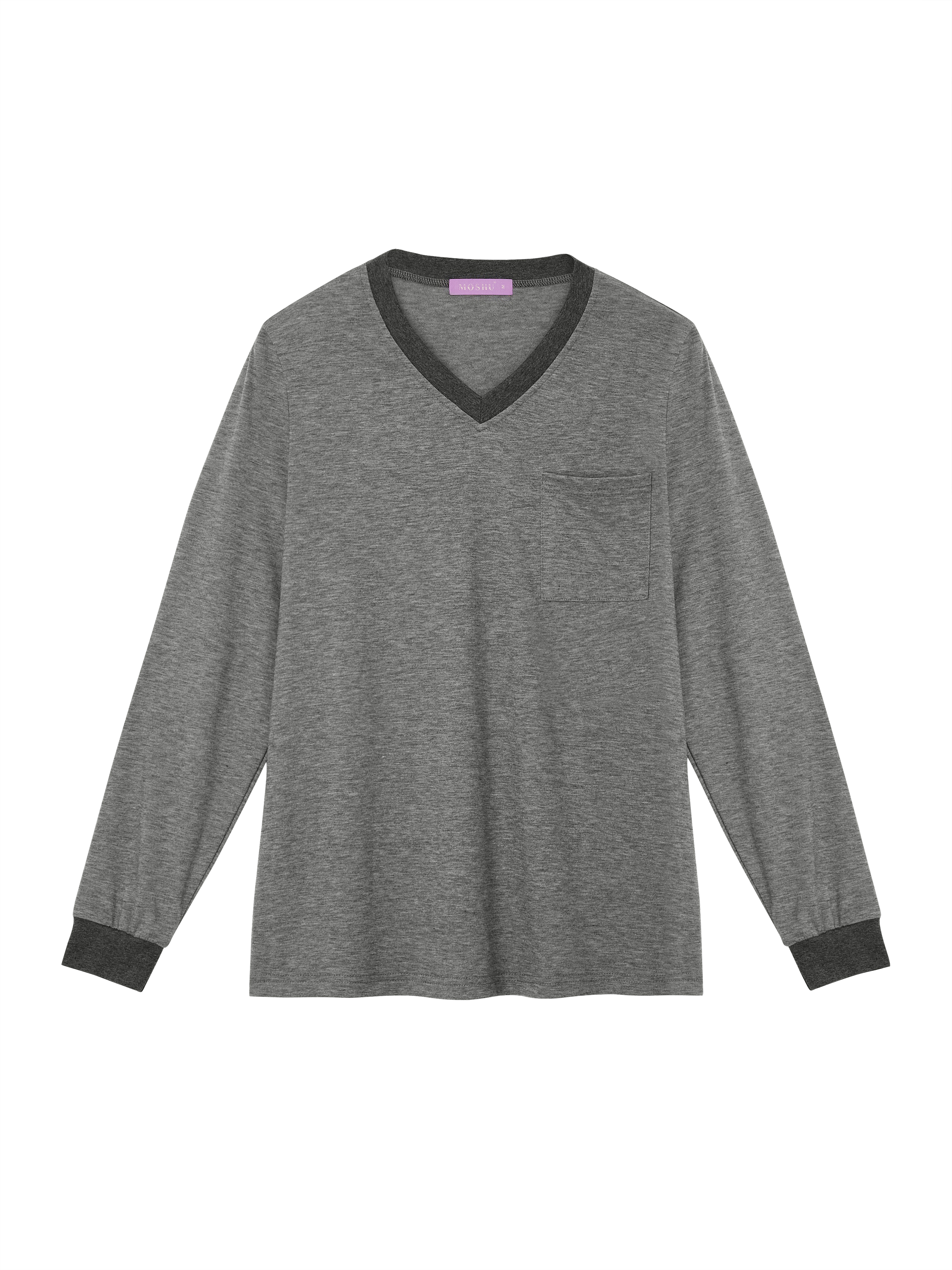 Moshu Women's V-Neck Color Block Long Sleeve Top photo 8