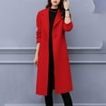 thumbnail image 4 of Black and Friday Clothing Sales Idoravan Woolen Coat for Women Womens and Winter Lapel Woolen Cloth Coat Trench Jacket Long Overcoat Outwear, 4 of 5