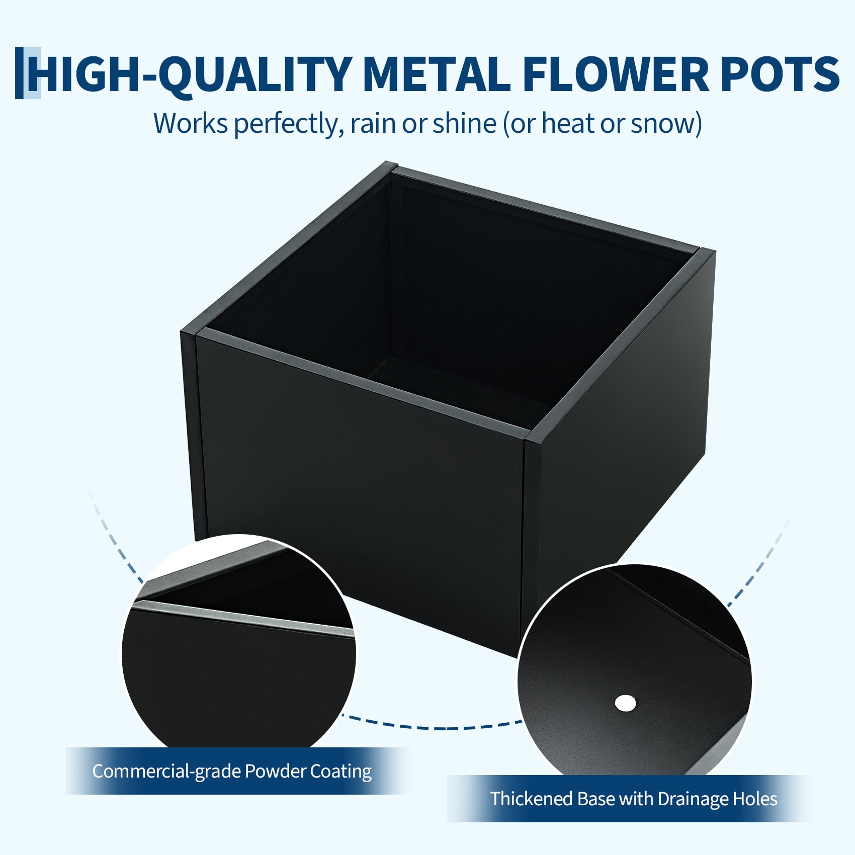 Extra Long Metal Planter Box with Drainage Holes，Home Outdoor Raised Garden Bed, Heavy Duty Steel Rectangular Planter