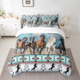 thumbnail image 2 of jejeloiu Retro Boho Aztec 7-Piece Bedding Comforter Set,Rustic Farmhouse Tribal King Bedding Sets,Farm Animal Horse Bed Sheets For Teens,Microfiber Bedroom Decor Reversible, 2 of 8