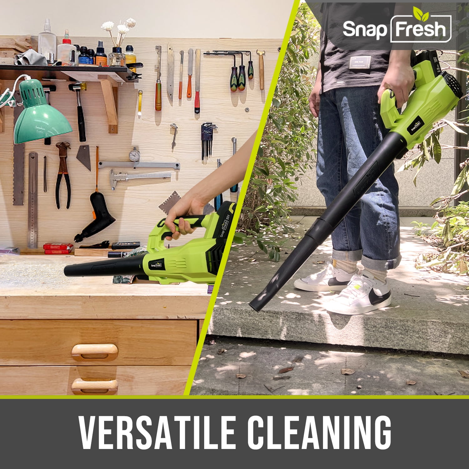 Cordless Leaf Blower - SnapFresh 140 MPH Leaf Blower with Battery & Charger, 2 Section Tubes, Free Control Speed,Lightweight