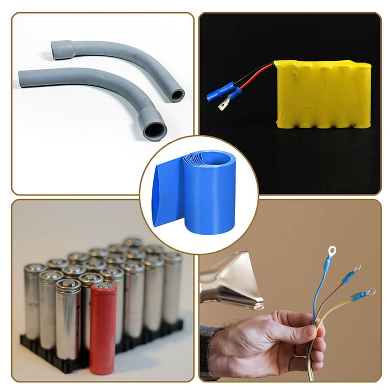 Sourcing Map Emballage Batterie Gaine Thermorétractable PVC Thermorétractable Tuyau Tube 85mm Plat Largeur Pour 18650 Puissance Fournitures 2m Bleu