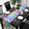 thumbnail image 5 of Colorful Tie Dye Table Runner Cotton Linen 90 Inch Holiday Dresser Scarves, Rainbow Ombre Abstract Pattern Art Tablerunner for Kitchen Coffee Dining Bedroom Living Room Dinner Scarf Décor 13''x90'', 5 of 9