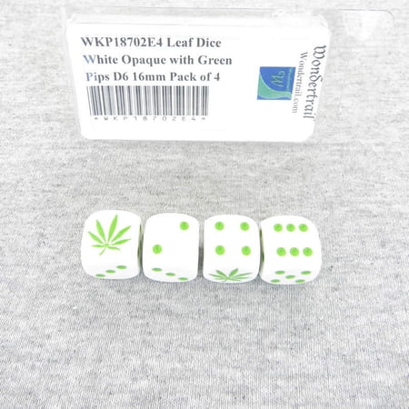 Leaf Dice White Opaque with Green Pips D6 16mm (5/8in) Pack of 4 Wondertrail price history on PriceWatchPro