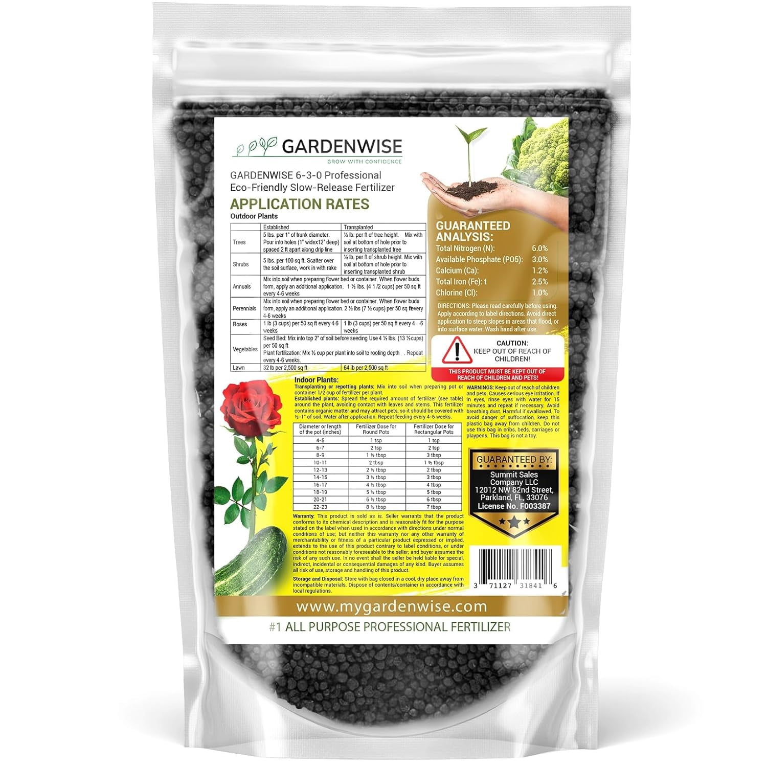All-Purpose Professional Eco-Friendly Slow-Release Nitrogen Fertilizer with Iron & ,Non-Burning, Enhances Soil Structure,for Indoor&Outdoor Plants,Vegetable Gardens (1 Quart)