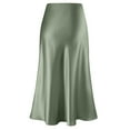 thumbnail image 4 of STAOEDU Midi Skirts for Women High Waist Silk Stain Casual A Line Zipper Skirt, 4 of 6