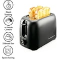 thumbnail image 2 of OVENTE Electric 2 Slice Toaster Machine with 6-Shade Browning Selector Setting, Compact Design and Removable Crumb Tray, 700W Power Perfect for Toasting Bread, Thin Bagels and Waffles, Black TP2210B, 2 of 11