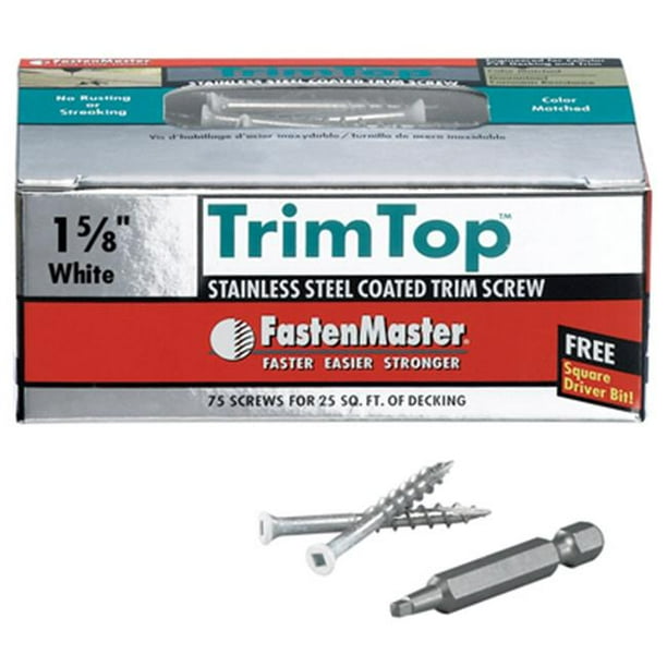 FastenMaster FMTT15875WH 1.63 in. Stainless Steel Trim Top Screws, 75