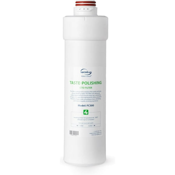 iSpring FC500 4th-Stage Taste-Polishing CTO Water Replacement Filter for RO5004F Tankless Reverse Osmosis System, Lasts up to 12 Months