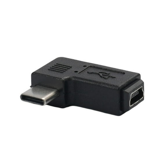 Yammee Mini USB Female to USB C Male Converter 90 Degree Type-C to Mini USB Adapter Connector Support Charging and Data Sync