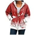 thumbnail image 7 of TTUHYWXI Womens Christmas Zip Up Hoodies Long Sleeve Sweatshirts Fall Outfits Oversized Sweaters Casual Fashion Jackets (Wine, L), 7 of 7