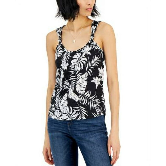 MSRP $25 Inc International Concepts Women Knot-Strap Tank Top Black Size Large
