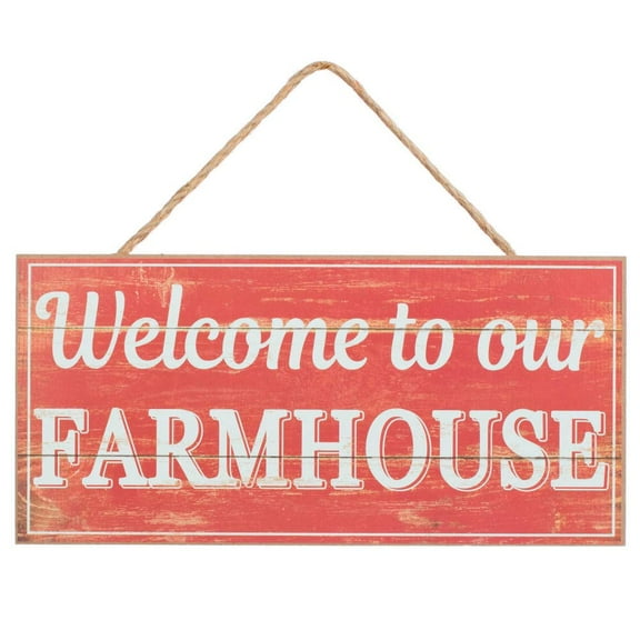 Distressed Vintage Farmhouse Welcome Sign - 12.5" x 6", Barn Red, Wooden, Wedding, Wreath, Fall, Harvest, Country Decor, Christmas