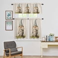 thumbnail image 3 of Kitchen Window Curtains Valance and Tier Set, Watercolor Easter Blue Gnome on Linen Rod Pocket Tier Curtain Valance Set, Spring Green Leaves Light Filtering Cafe Curtains for Bedroom Living Room, 3 of 9