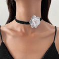 thumbnail image 5 of Gargantilla retro con flores rosas, collar de noche de tela flocada único, joyería para parejas, regalo de San Valentín, color blanco K 1212 - Código de producto 49460 Blanco K 1212, 5 of 5