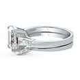 thumbnail image 3 of BERRICLE Sterling Silver 3-Stone Wedding Engagement Rings 2.1 Carat Emerald Cut Cubic Zirconia CZ Wishbone Ring Set for Women, Rhodium Plated Size 10, 3 of 18