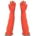 thumbnail image 2 of Unbranded Red Latex Kitchen Gloves for Dishwashing and Household Cleaning, Waterproof and Heat Resistant, Size Medium, 2 of 8