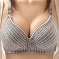 thumbnail image 2 of RYRJJ Wireless Support Bras for Women Striped Full Cup Lift Plus Size Bras Wirefree Push Up Shaping Comfort Everyday Bralette Bras(Dark Gray,XL), 2 of 3