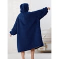 thumbnail image 2 of AMITOFO Wearable Blanket, Oversized Sherpa Blanket Hoodie with Giant Pocket and Sleeve for Adults Women Men, Soft Comfy Warm Fleece Sweatshirt Winter Gift (Navy), 2 of 5