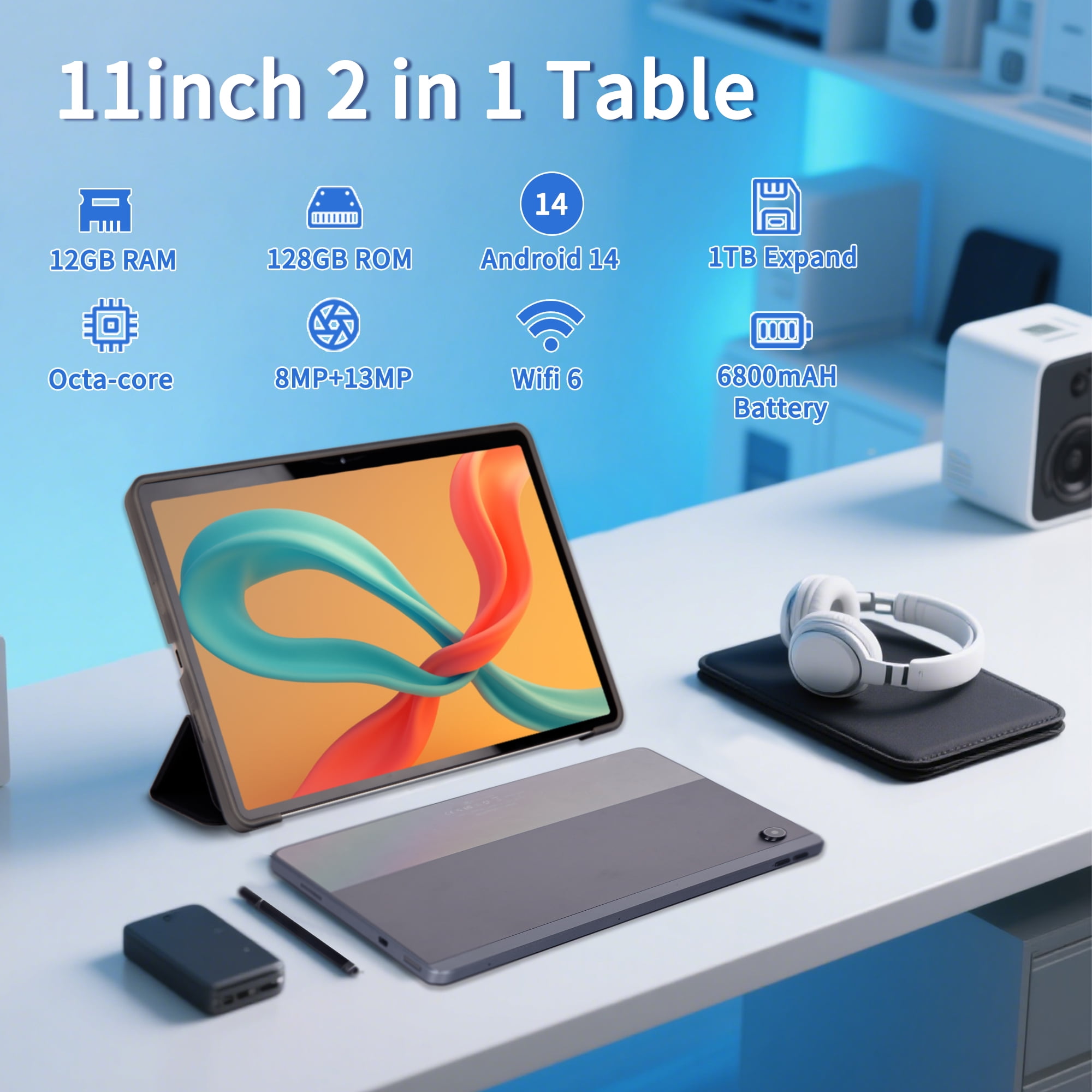 Android 14 タブレット 12GB RAM 128GB ROM 11inch 2K Tablet Android 14 with Octa-Core Processor,12GB