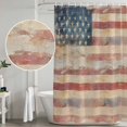thumbnail image 4 of Shower Curtain Bathroom Set Independence Day American Flag Waterproof Fabric Shower Curtains with Grommets&Hooks, Vintage Shabby Wooden Privacy Bath Curtain for Bathtub 72x72in, 4 of 9