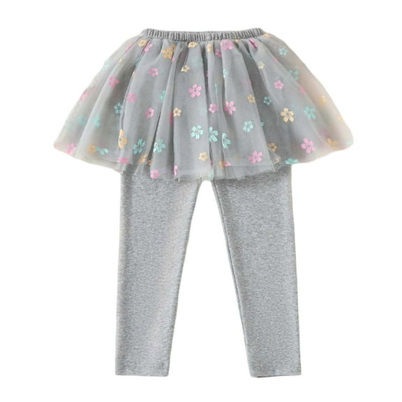 Baby Girl Pants Toddler Baby Girls Skirted Leggings Kids Spring Summer Flowers Prints Casual Trousers Toddler Pants Grey 5 Years-6 Years