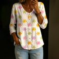 thumbnail image 2 of Women's Tops, Tees & Blouses Long Sleeve Full Print Bubble Wrinkled Retro Art Button Down Breathable Shirts Business Casual Tops for Women bovemsi, 2 of 6