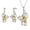 Yellow, variant on Butterfly Heart Jewelry Set,925 Sterling Silver Red Garnet Birthstone Pendant Necklace/Earrings Set Cute Animals Jewelry Gift for Women