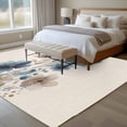 thumbnail image 4 of Navy Blue Floral Area Rugs 8'x10', Washable Small Throw Rugs for Living Room Patio, Watercolor Flowers Farmhouse Linen Indoor Outdoor Rug Non-Slip Low Pile Carpet Runner Reversible Floor Mats, 4 of 8