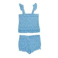 thumbnail image 2 of Nanette Lepore Big Girl 2-Piece Floral Print Ribbed Ruffle Top and Shorts Set (Blue, 10), 2 of 4