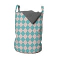 thumbnail image 1 of Geometrical Laundry Bag, Vintage Retro 50s 60s Inspired Kitchen Tiles in Diamond Shapes Print, Basket with Handles Drawstring Closure for Laundromats, 13" x 19", Turquoise and Lilac, by Ambesonne, 1 of 4