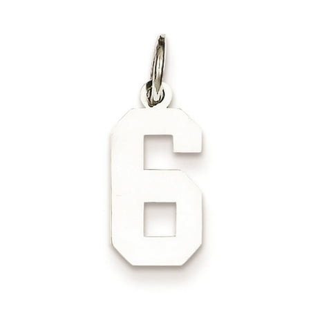 925 Sterling Silver 3mm Fitting Small Polished Number 6 Charm Pendant 20mmx4mm