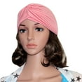 thumbnail image 2 of Lumistal Turbans for Women Soft Pre Tied Knot Pleated African Head Wraps Cancer Turban Cap Chemo Headwrap Head Wear Turban Ear Cap Satin Bonnet Cap H One Size, 2 of 3