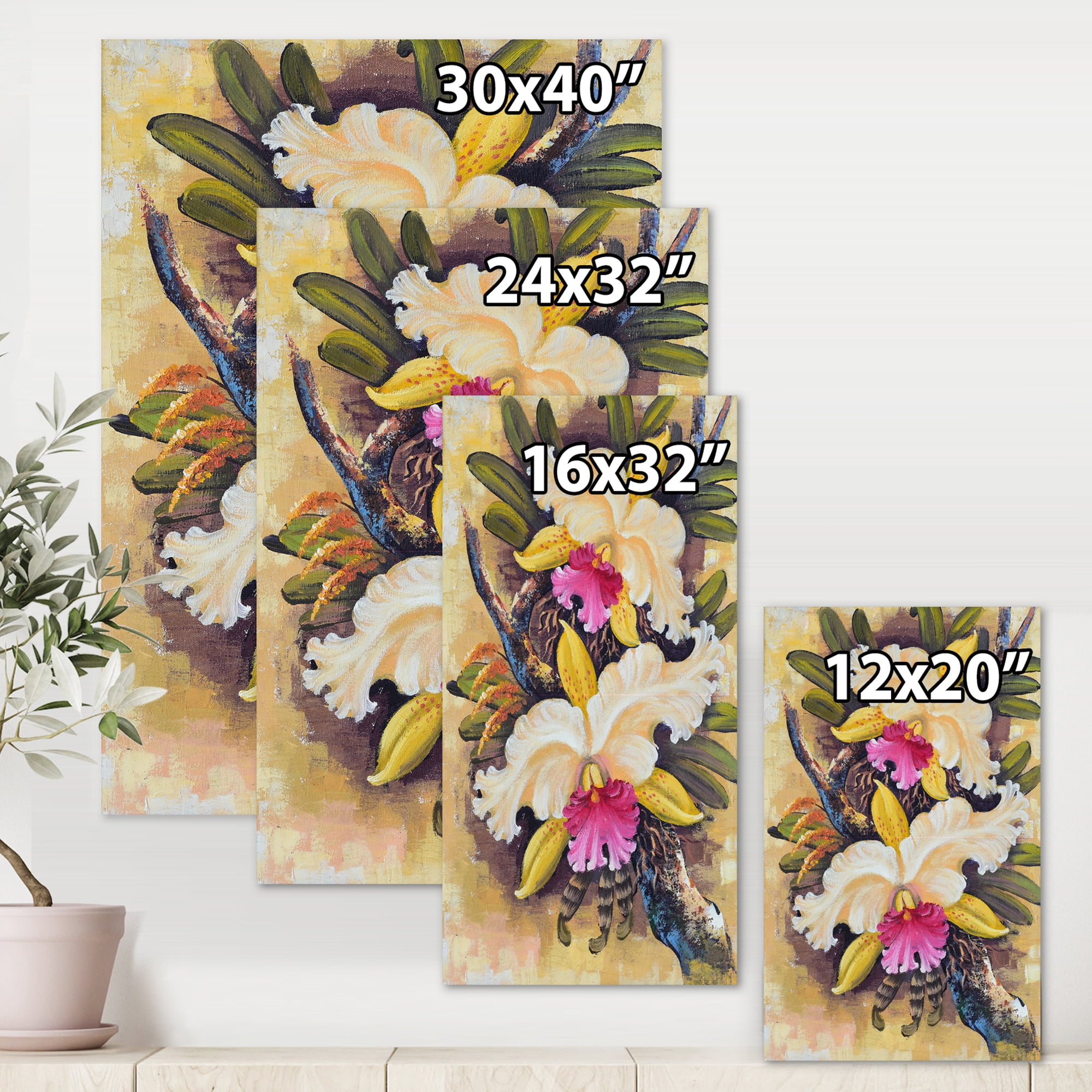 Designart ' Ancient Forest Orchids II ' Traditional Canvas Wall Art Print