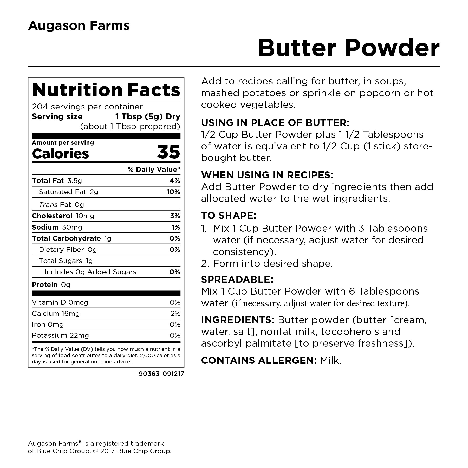 Augason Farms Butter Powder 2 lbs 4 oz No. 10 Can - image 2 of 8