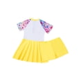 thumbnail image 3 of iiniim Kids Girls 2 Pcs Short Sleeve Rashguard Shirts with Swim Skirts Swimsuit Bathing Suit Beachwear Size 4-14 Yellow 12, 3 of 7