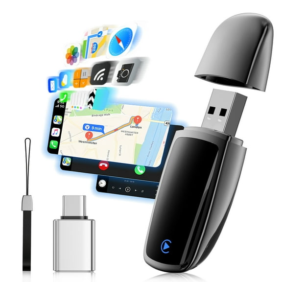 Wireless Carplay Adapter for iPhone 6 , Plug & Play Carplay Converter, Stable Control & No Delay, Auto Connect, Upgrade Wired to Wireless, Black