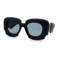 thumbnail image 4 of Womens Thick Plastic Bubble Balloon Frame Rectangle Funky Sunglasses All Black, 4 of 8