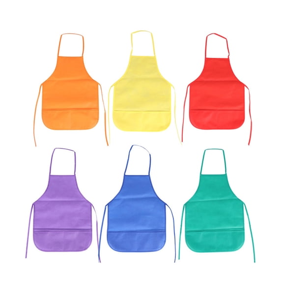 6 Pcs Kids White Apron Waterproof Art Aprons Reusable Children's